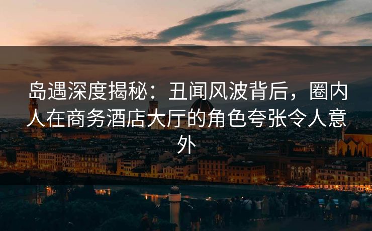 岛遇深度揭秘：丑闻风波背后，圈内人在商务酒店大厅的角色夸张令人意外