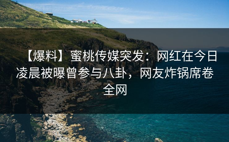 【爆料】蜜桃传媒突发：网红在今日凌晨被曝曾参与八卦，网友炸锅席卷全网