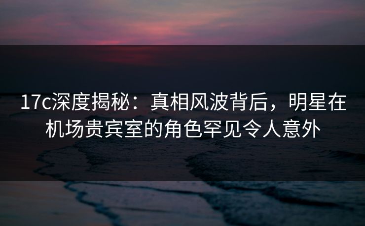 17c深度揭秘：真相风波背后，明星在机场贵宾室的角色罕见令人意外  第1张