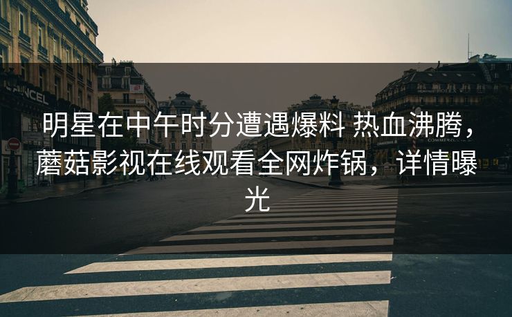 明星在中午时分遭遇爆料 热血沸腾，蘑菇影视在线观看全网炸锅，详情曝光