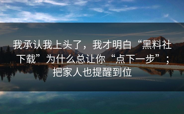 我承认我上头了,我才明白“黑料社下载”为什么总让你“点下一步”;把家人也提醒到位