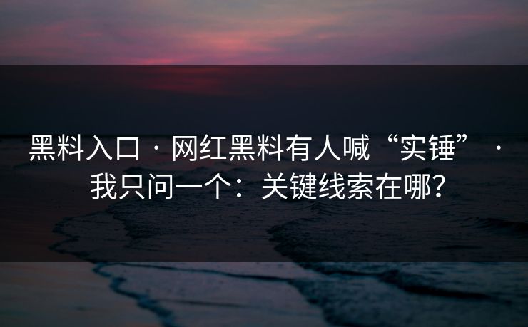 黑料入口 · 网红黑料有人喊“实锤” · 我只问一个：关键线索在哪？